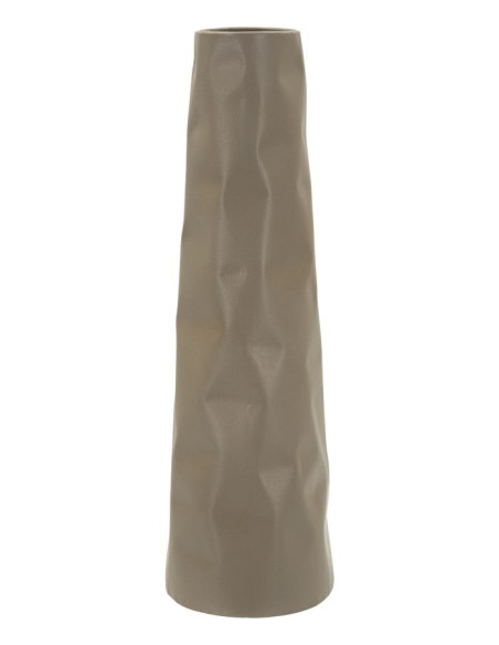 Grand Vase design minimaliste Conique H 50 cm Métal Crème Martelé Norimberga 