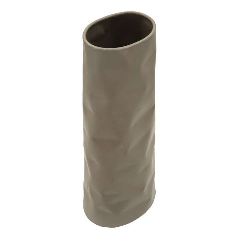 Grand Vase design minimaliste Conique H 50 cm Métal Crème Martelé Norimberga 