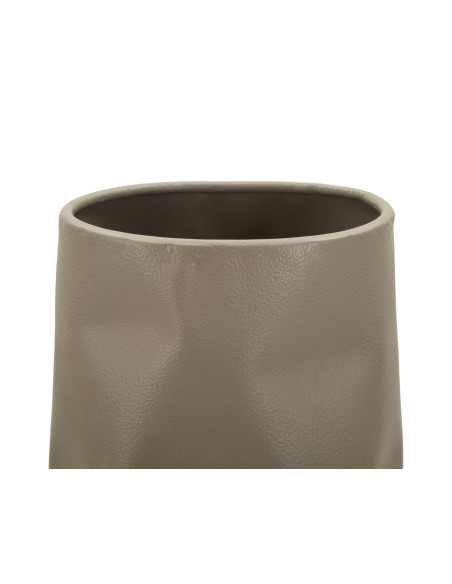 Grand Vase design minimaliste Conique H 50 cm Métal Crème Martelé Norimberga 
