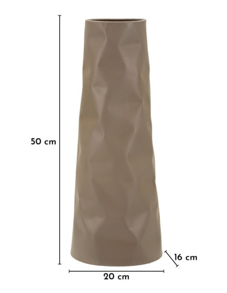 Grand Vase design minimaliste Conique H 50 cm Métal Crème Martelé Norimberga 