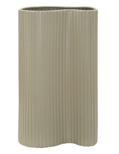 Vase style moderne minimaliste Ondulé H 36 cm Métal Blanc crème Frankfurt 