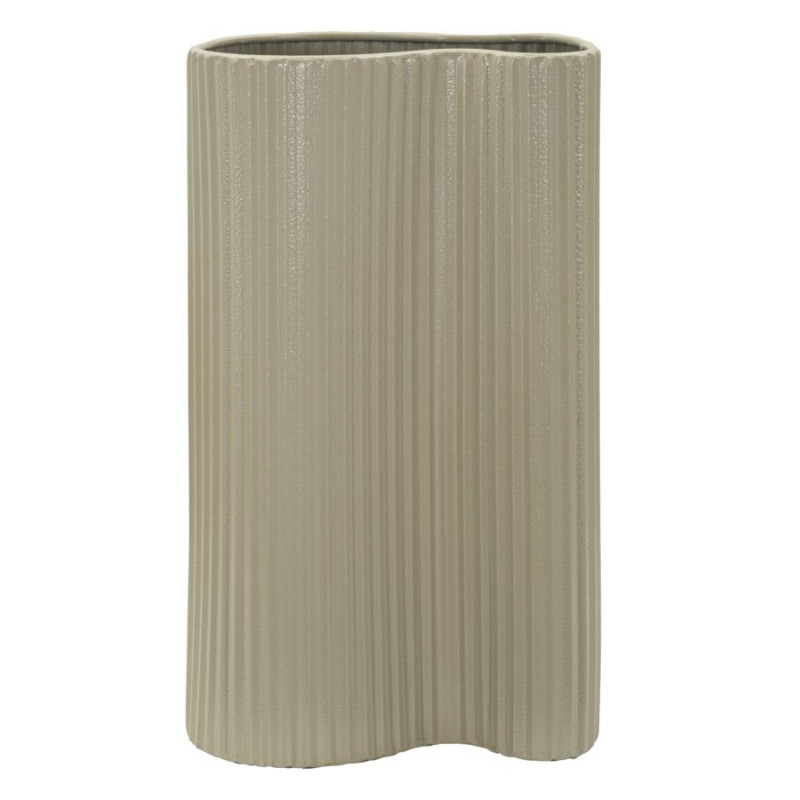 Vase style moderne minimaliste Ondulé H 36 cm Métal Blanc crème Frankfurt 
