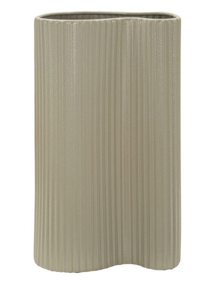 Vase style moderne minimaliste Ondulé H 36 cm Métal Blanc crème Frankfurt 