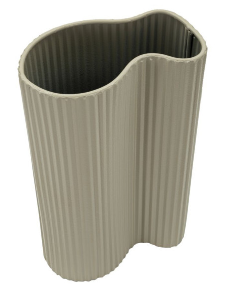 Vase style moderne minimaliste Ondulé H 36 cm Métal Blanc crème Frankfurt 
