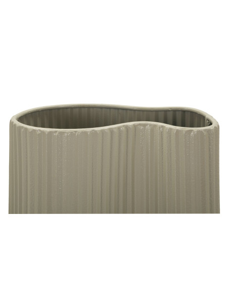 Vase style moderne minimaliste Ondulé H 36 cm Métal Blanc crème Frankfurt 