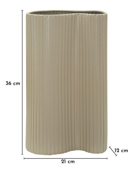 Vase style moderne minimaliste Ondulé H 36 cm Métal Blanc crème Frankfurt 