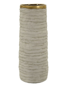 Grand Vase style wabi-sabi organique Cylindrique H 40 cm Céramique Gris Doré Lima 