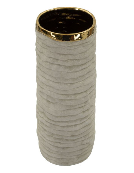 Grand Vase style wabi-sabi organique Cylindrique H 40 cm Céramique Gris Doré Lima 
