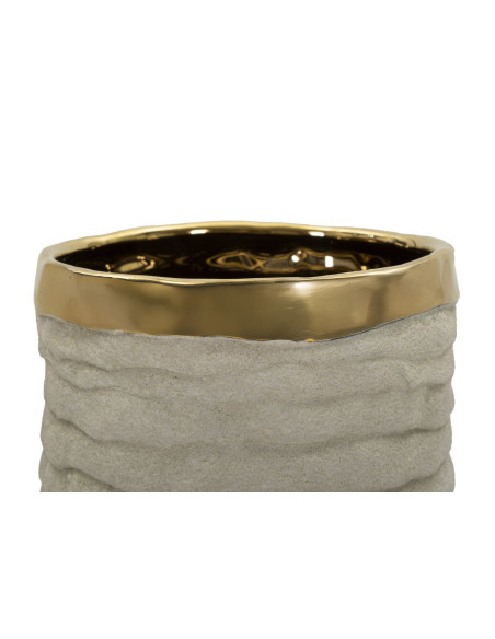 Grand Vase style wabi-sabi organique Cylindrique H 40 cm Céramique Gris Doré Lima 