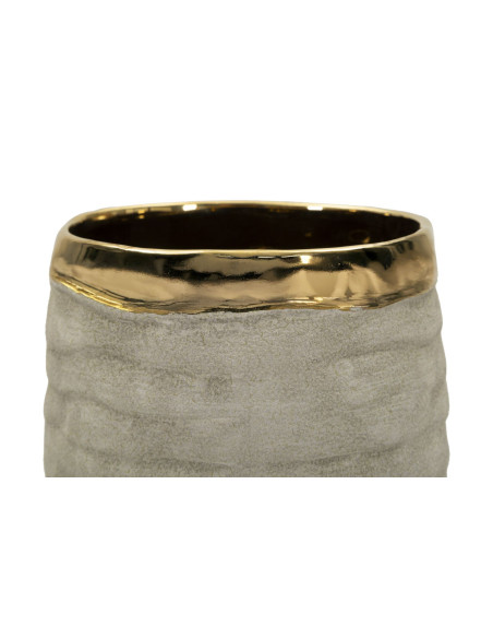 Vase style wabi-sabi organique Cylindrique H 31 cm Céramique Gris Doré Lima 