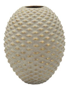 Grand Vase moderne chic texturé Ovoïde H 36 cm Céramique Gris Doré Pepipas 