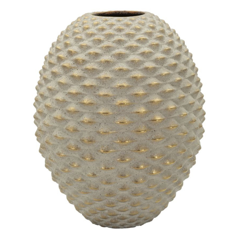 Grand Vase moderne chic texturé Ovoïde H 36 cm Céramique Gris Doré Pepipas 