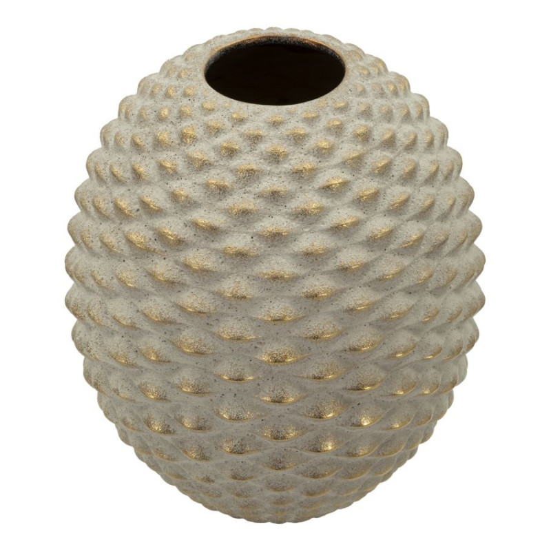 Grand Vase moderne chic texturé Ovoïde H 36 cm Céramique Gris Doré Pepipas 