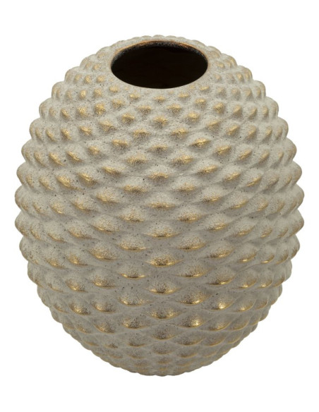 Grand Vase moderne chic texturé Ovoïde H 36 cm Céramique Gris Doré Pepipas 