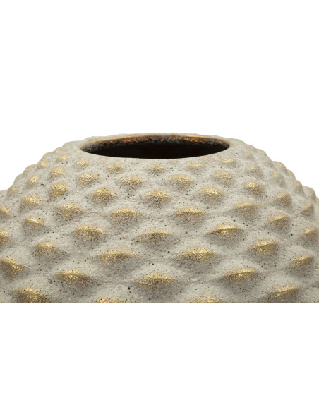 Grand Vase moderne chic texturé Ovoïde H 36 cm Céramique Gris Doré Pepipas 