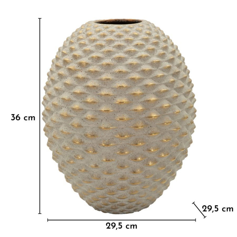 Grand Vase moderne chic texturé Ovoïde H 36 cm Céramique Gris Doré Pepipas 