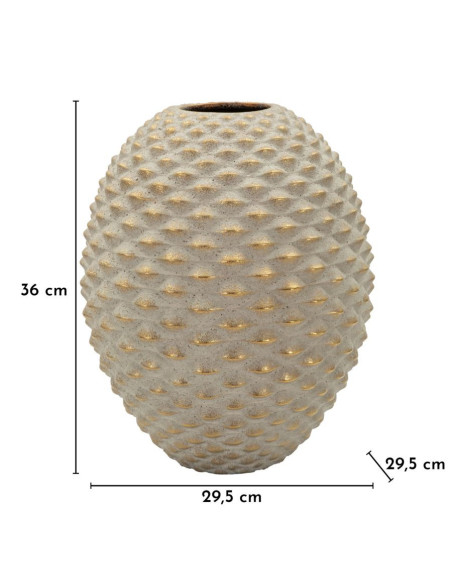 Grand Vase moderne chic texturé Ovoïde H 36 cm Céramique Gris Doré Pepipas 