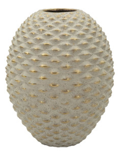 Vase moderne chic texturé Ovoïde H 28 cm Céramique Gris Doré Pepipas 