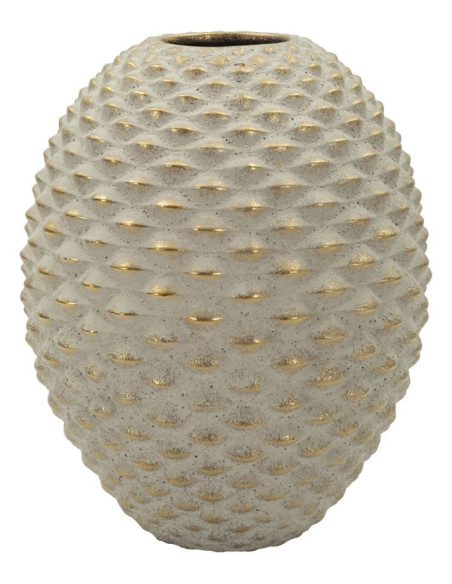 Vase moderne chic texturé Ovoïde H 28 cm Céramique Gris Doré Pepipas 