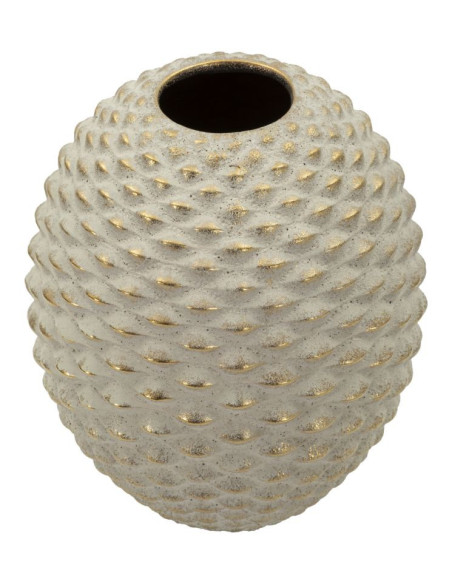 Vase moderne chic texturé Ovoïde H 28 cm Céramique Gris Doré Pepipas 