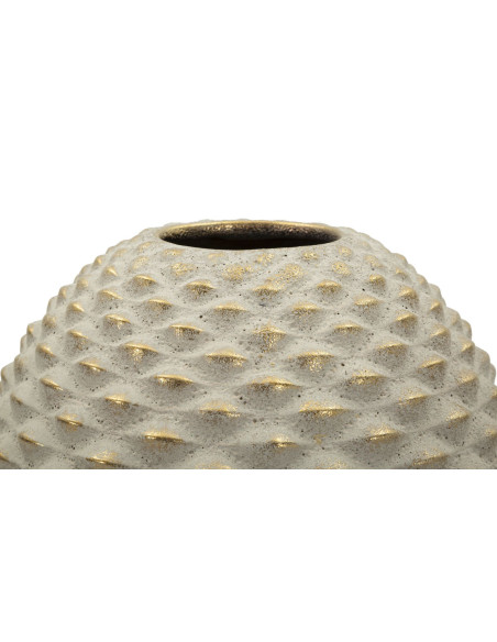 Vase moderne chic texturé Ovoïde H 28 cm Céramique Gris Doré Pepipas 