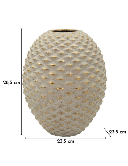 Vase moderne chic texturé Ovoïde H 28 cm Céramique Gris Doré Pepipas 