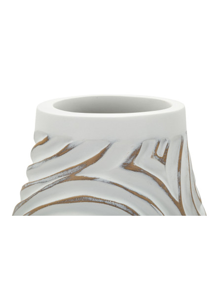 Grand Vase style ethnique contemporain Fuselé H 50 cm Résine Blanc Patiné Oblix 