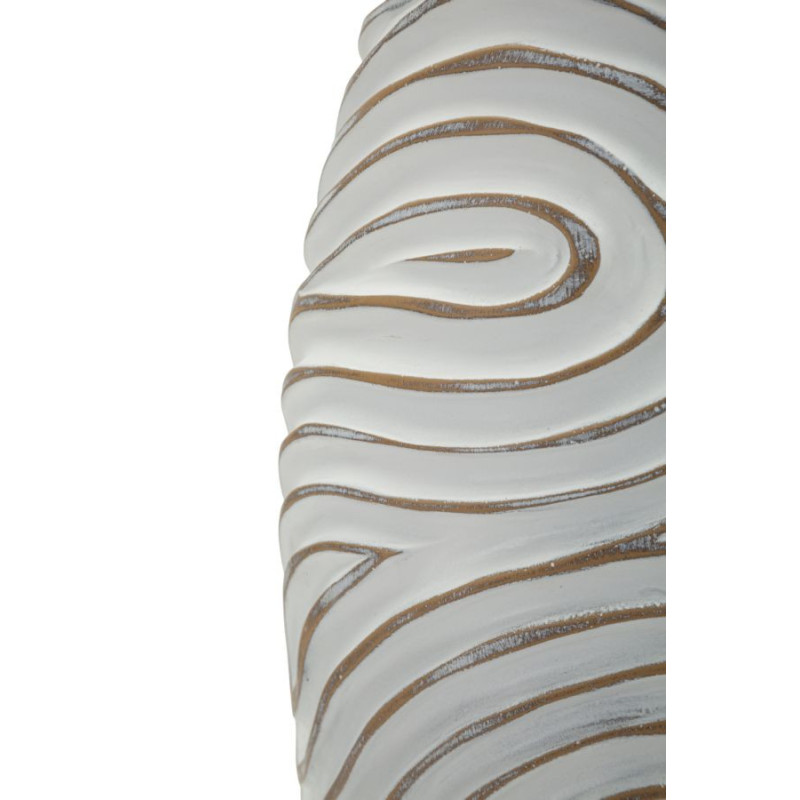 Grand Vase style ethnique contemporain Fuselé H 50 cm Résine Blanc Patiné Oblix 