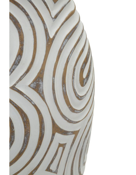Vase style ethnique contemporain Balustre H 35 cm Résine Blanc Patiné Oblix 