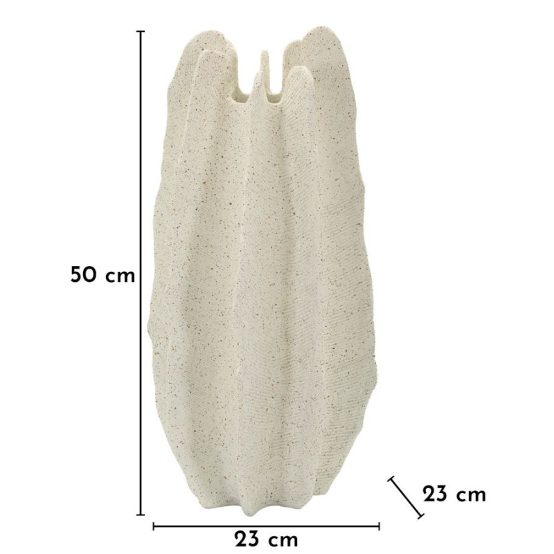 Grand Vase moderne style bord de mer Organique H 50 cm Résine Beige Moucheté Ester 