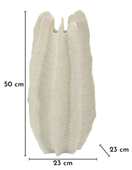 Grand Vase moderne style bord de mer Organique H 50 cm Résine Beige Moucheté Ester 