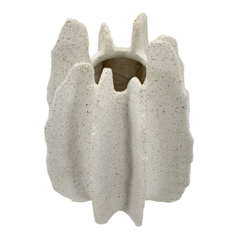 Grand Vase moderne style bord de mer Organique H 40 cm Résine Beige Moucheté Ester 