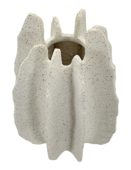 Grand Vase moderne style bord de mer Organique H 40 cm Résine Beige Moucheté Ester 