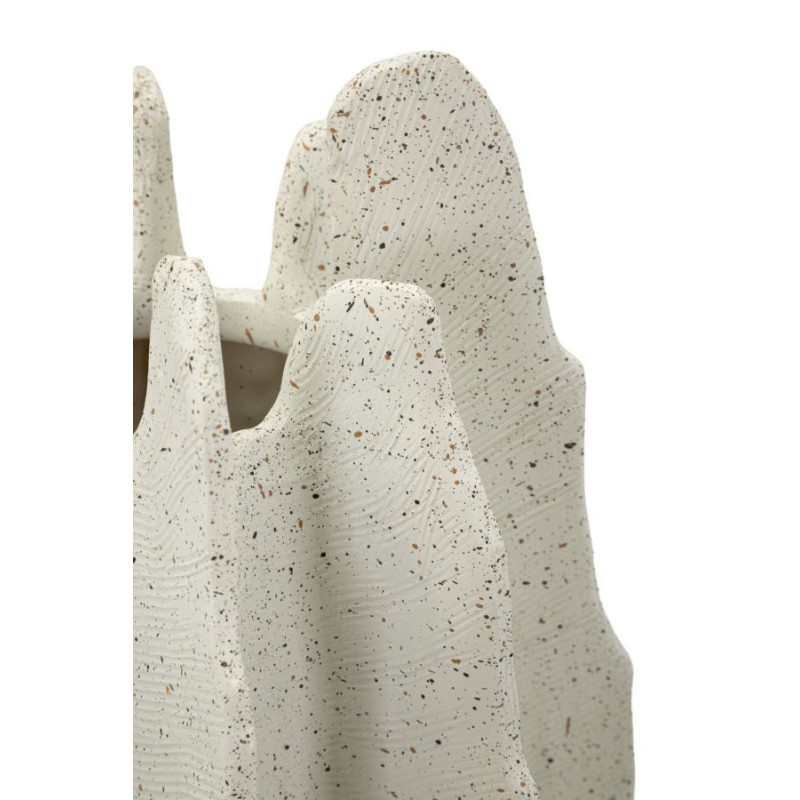 Grand Vase moderne style bord de mer Organique H 40 cm Résine Beige Moucheté Ester 