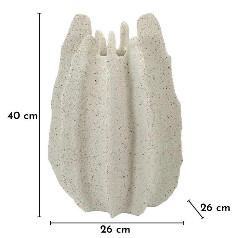 Grand Vase moderne style bord de mer Organique H 40 cm Résine Beige Moucheté Ester 