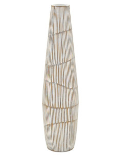 Grand Vase XXL Style ethnique Élancé H 68 cm Résine Blanc Patiné Hanoi 