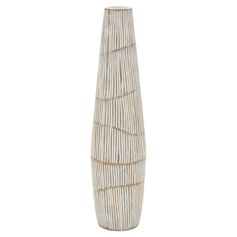 Grand Vase XXL Style ethnique Élancé H 68 cm Résine Blanc Patiné Hanoi 