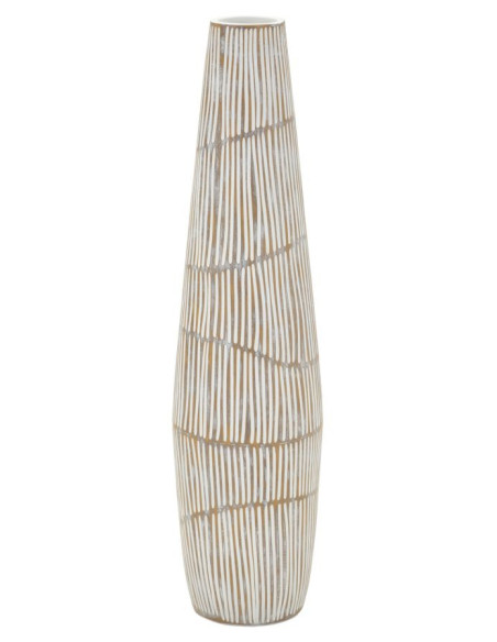 Grand Vase XXL Style ethnique Élancé H 68 cm Résine Blanc Patiné Hanoi 