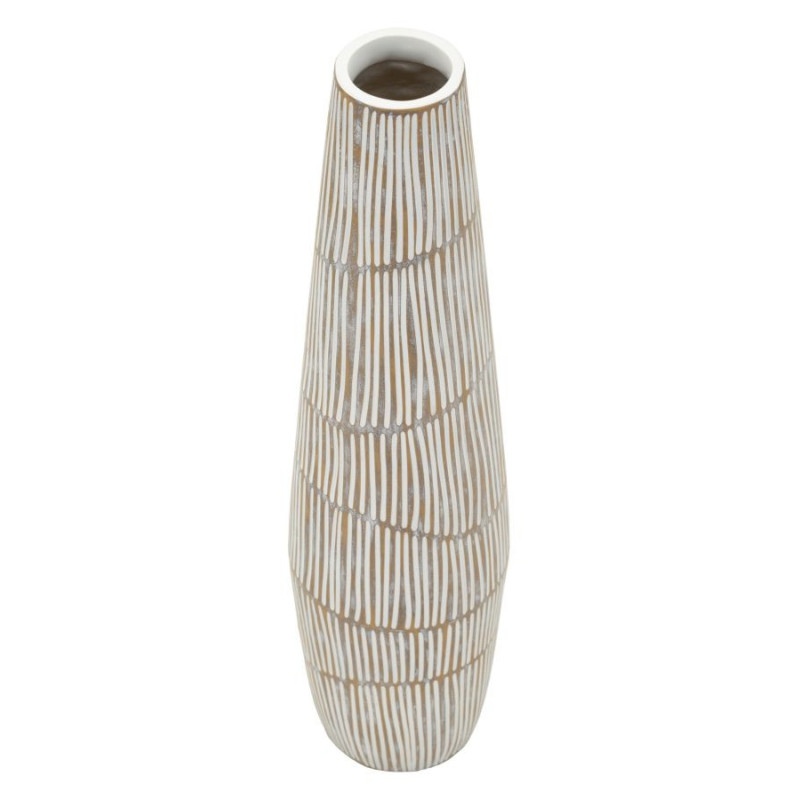 Grand Vase XXL Style ethnique Élancé H 68 cm Résine Blanc Patiné Hanoi 
