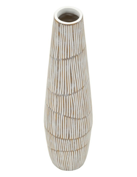 Grand Vase XXL Style ethnique Élancé H 68 cm Résine Blanc Patiné Hanoi 