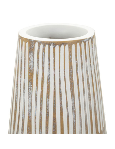 Grand Vase XXL Style ethnique Élancé H 68 cm Résine Blanc Patiné Hanoi 