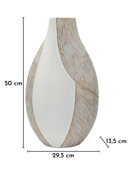 Grand Vase moderme chic Fuselé H 50 cm Résine Blanc Patiné Ho Chi Minh 