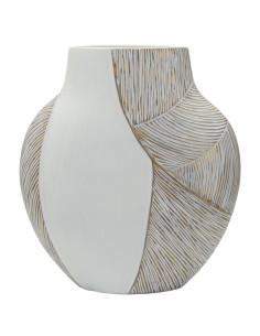 Grand Vase moderne chic Ventru H 37 cm Résine Blanc Patiné Ho Chi Minh 