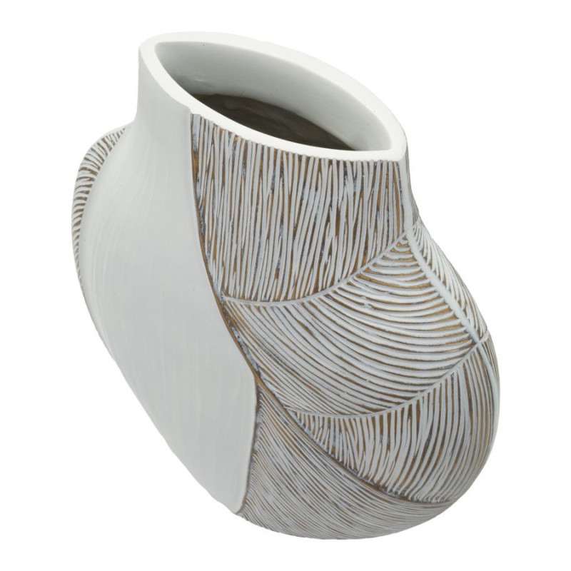 Grand Vase moderne chic Ventru H 37 cm Résine Blanc Patiné Ho Chi Minh 