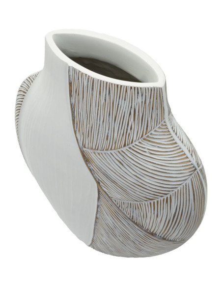 Grand Vase moderne chic Ventru H 37 cm Résine Blanc Patiné Ho Chi Minh 