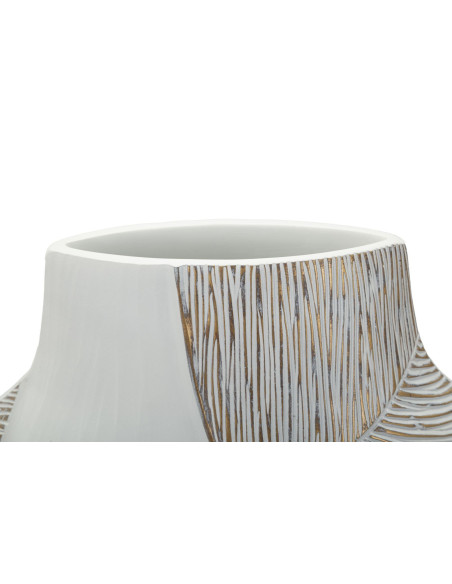 Grand Vase moderne chic Ventru H 37 cm Résine Blanc Patiné Ho Chi Minh 