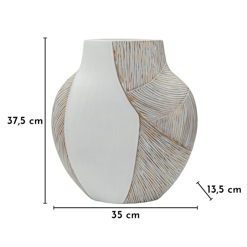 Grand Vase moderne chic Ventru H 37 cm Résine Blanc Patiné Ho Chi Minh 