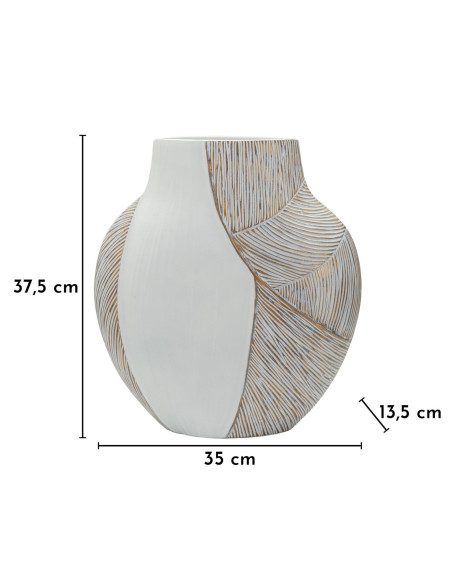 Grand Vase moderne chic Ventru H 37 cm Résine Blanc Patiné Ho Chi Minh 