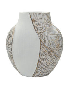 Vase moderne chic Ventru H 31 cm Résine Blanc Patiné Ho Chi Minh 