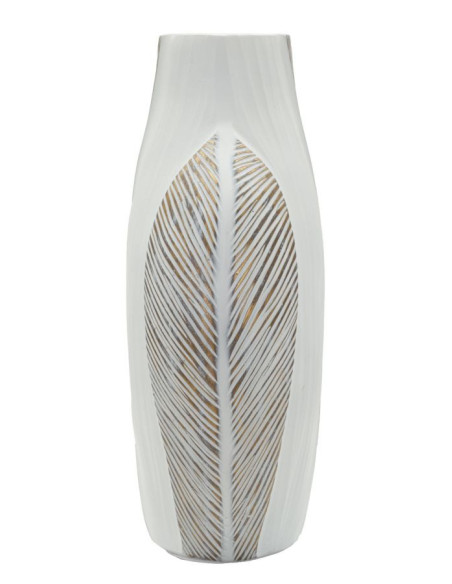 Vase moderne chic Ventru H 31 cm Résine Blanc Patiné Ho Chi Minh 